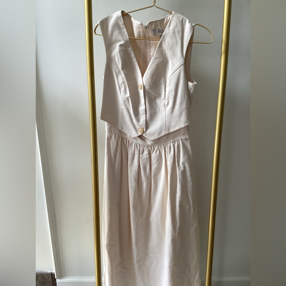 Sleeveless Cream Button-Front Midi Dress